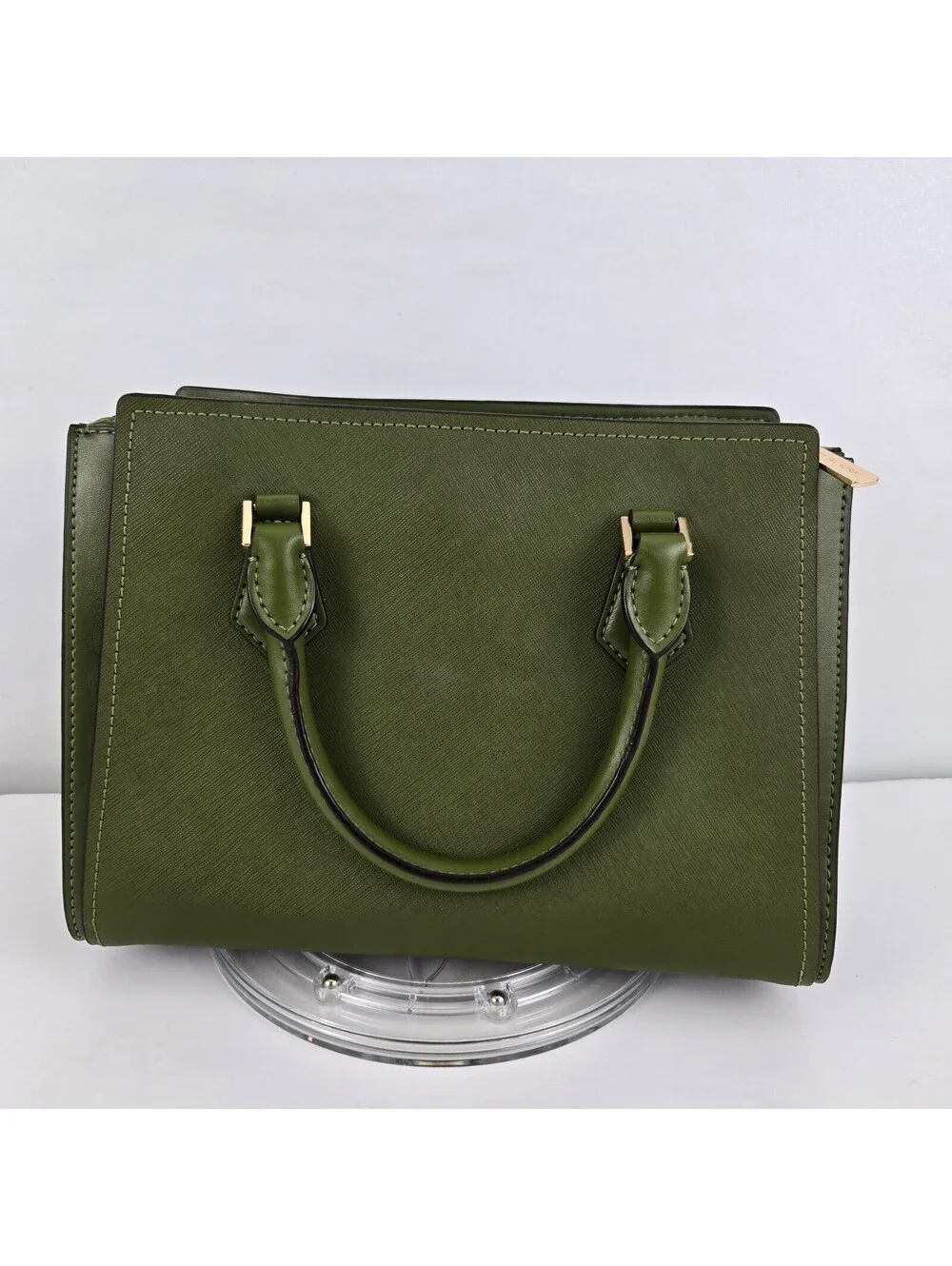 Michael Kors Olive Green Saffiano Leather Satchel Handbag with Detachable Strap